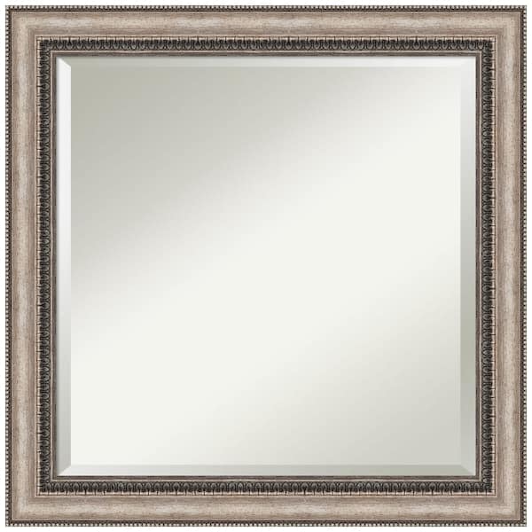 Amanti Art Lyla 24.25 in. x 24.25 in. Modern Silver Square Framed Ornate Silver Bathroom Vanity Mirror