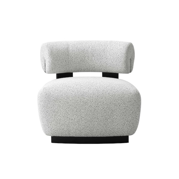 Manhattan Comfort Bartow Modern Ivory and Black Woven Fabric Upholstered Accent Side Chair