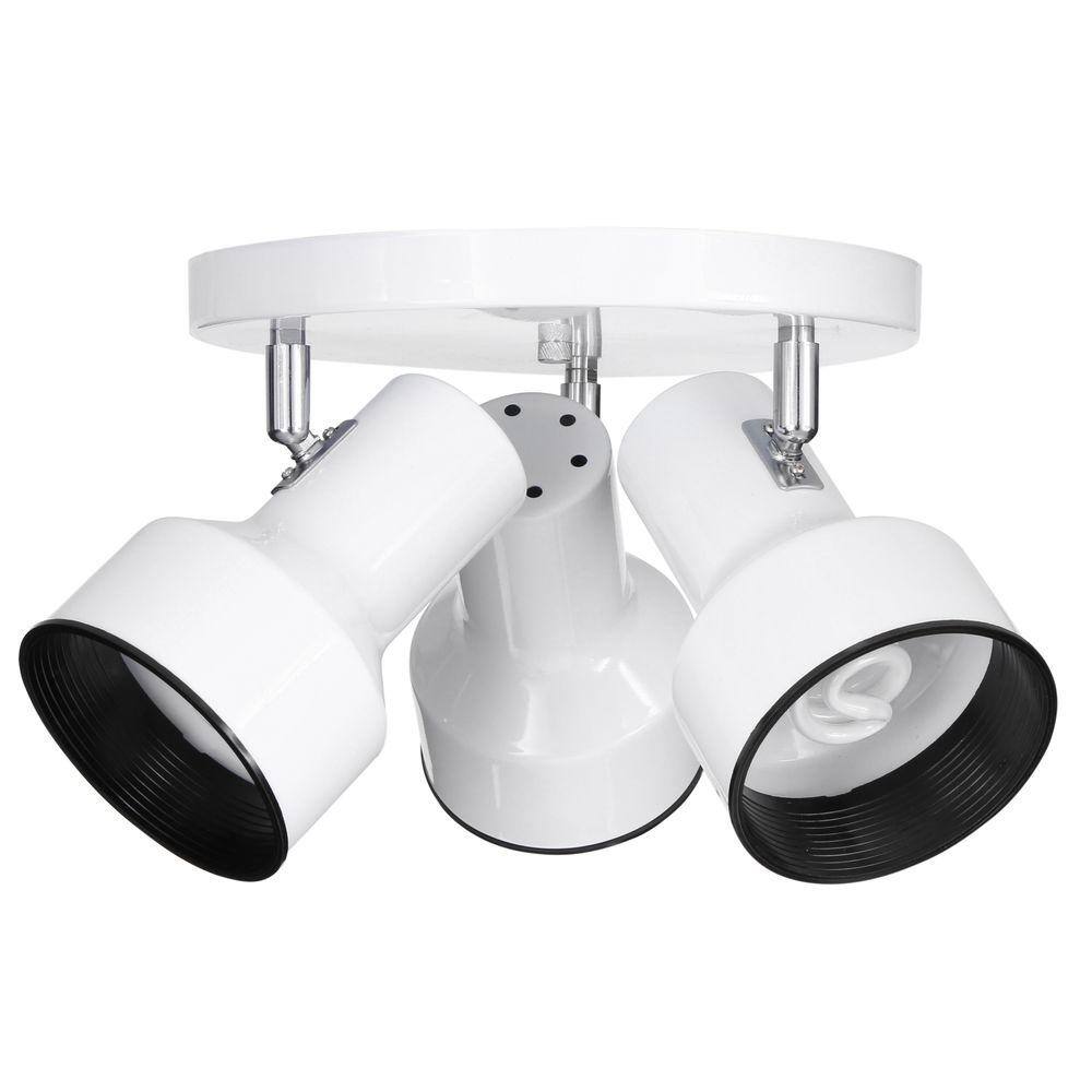 Contemporary White & Chrome Adjustable 3 Light Down Spot Light Ceiling Fitting 