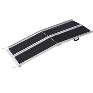 4 ft. Portable Aluminum Wheel Chair Ramp Threshold Ramp, Two Separate Pieces 600 Pound Capacity for Home, Steps, Stairs