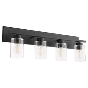 Carter 4-Light- 100-Watts, Medium Lamp Base Light Vanity 30 in. Width with 4-Clear Glass Diffusers - Satin Nickel