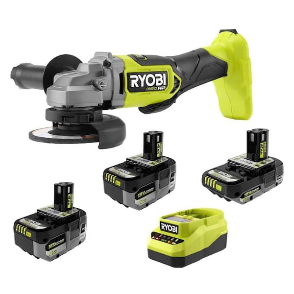 ONE+ 18V HIGH PERFORMANCE Kit w/ (2) 4.0 Ah Batteries, 2.0 Ah Battery, Charger, & ONE+ HP 4-1/2 in. Angle Grinder
