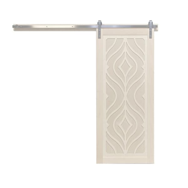 VeryCustom 30 in. x 84 in. Zaftig Sway Parchment Wood Sliding Barn Door with Hardware Kit in Stainless Steel