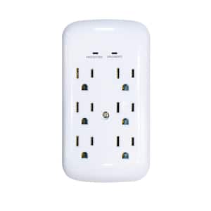 6-Outlet Wall Mounted Surge Protector, White