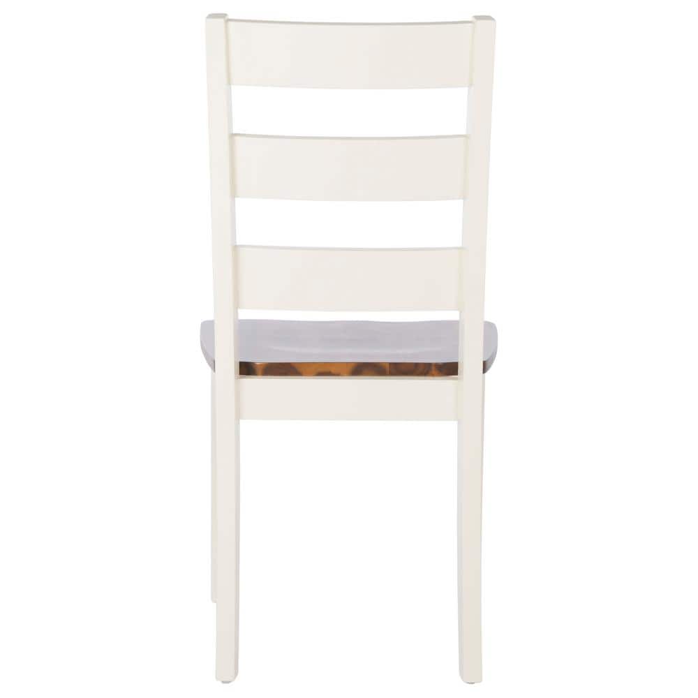 Silio White and Natural Ladder Back Dining Chairs, Set of 2