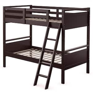 Twin Over Espresso Twin Bunk Bed Convertible 2 Individual Beds Wooden