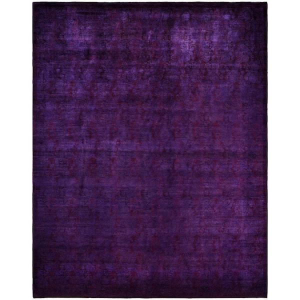 Overdyed Purple 9 ft. x 12 ft. Solid Wool Indoor Area Rug