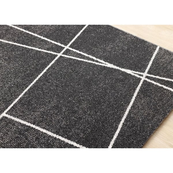 Sereni Collections 8 ft. x 11 ft. Grey Geometric, Stripes, Tribal/Southwestern Indoor Area Rug