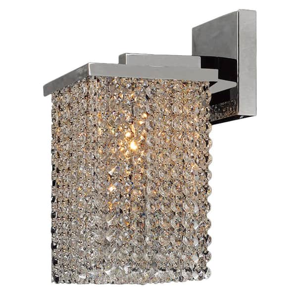 Worldwide Lighting Prism Collection 1-Light Chrome Crystal Wall Sconce