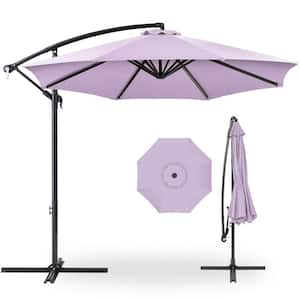 10 ft. Aluminum Offset Round Cantilever Patio Umbrella with Easy Tilt Adjustment in Lavender
