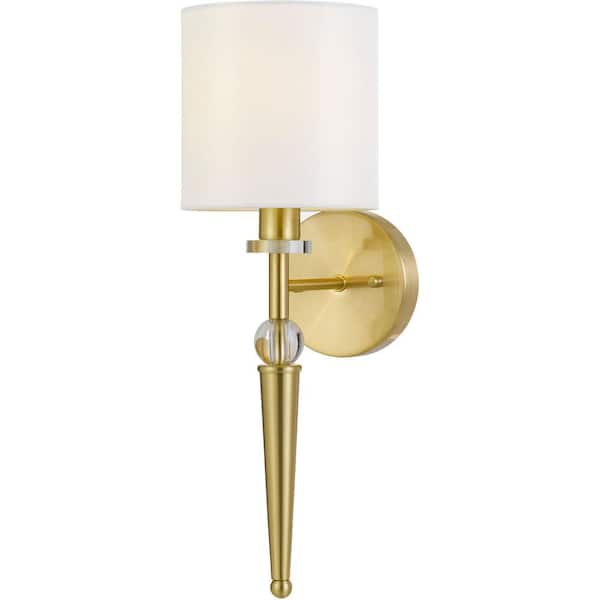 AF Lighting Merritt 1-Light Wall Sconce with Crystal Accents and Round ...