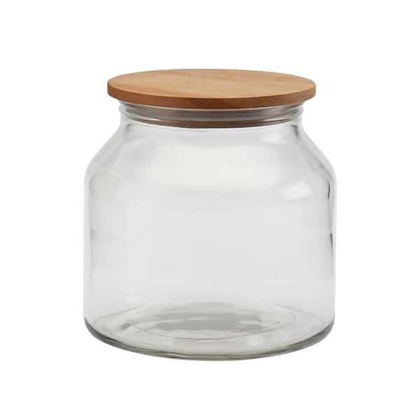 Glass Jars with Airtight Lids, Glass Food Storage Containers with Wood Lids, Large Airtight Glass Canisters Set, Glass Storage Containers with Wood