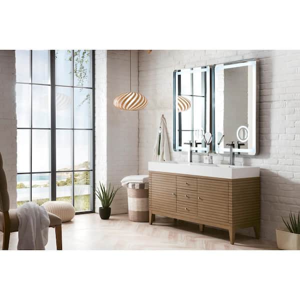 James Martin Columbia 59 Double Glossy White Bathroom Vanity With Rad – US  Bath Store