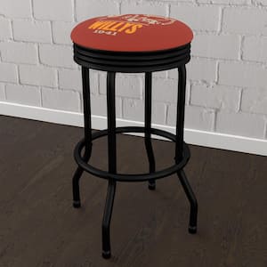 Jeep Willys Red 29 in. Orange Backless Metal Bar Stool with Vinyl Seat