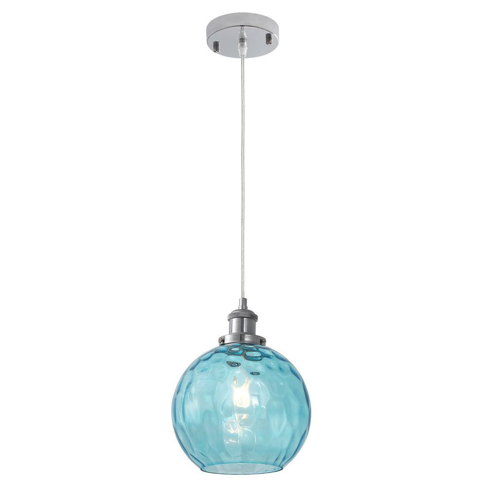 60-Watt 1-Light Blue/Chrome Dimmable Globe Glass Shaded Pendant Light Adjustable with Shaded No Bulbs Included price history on PriceWatchPro