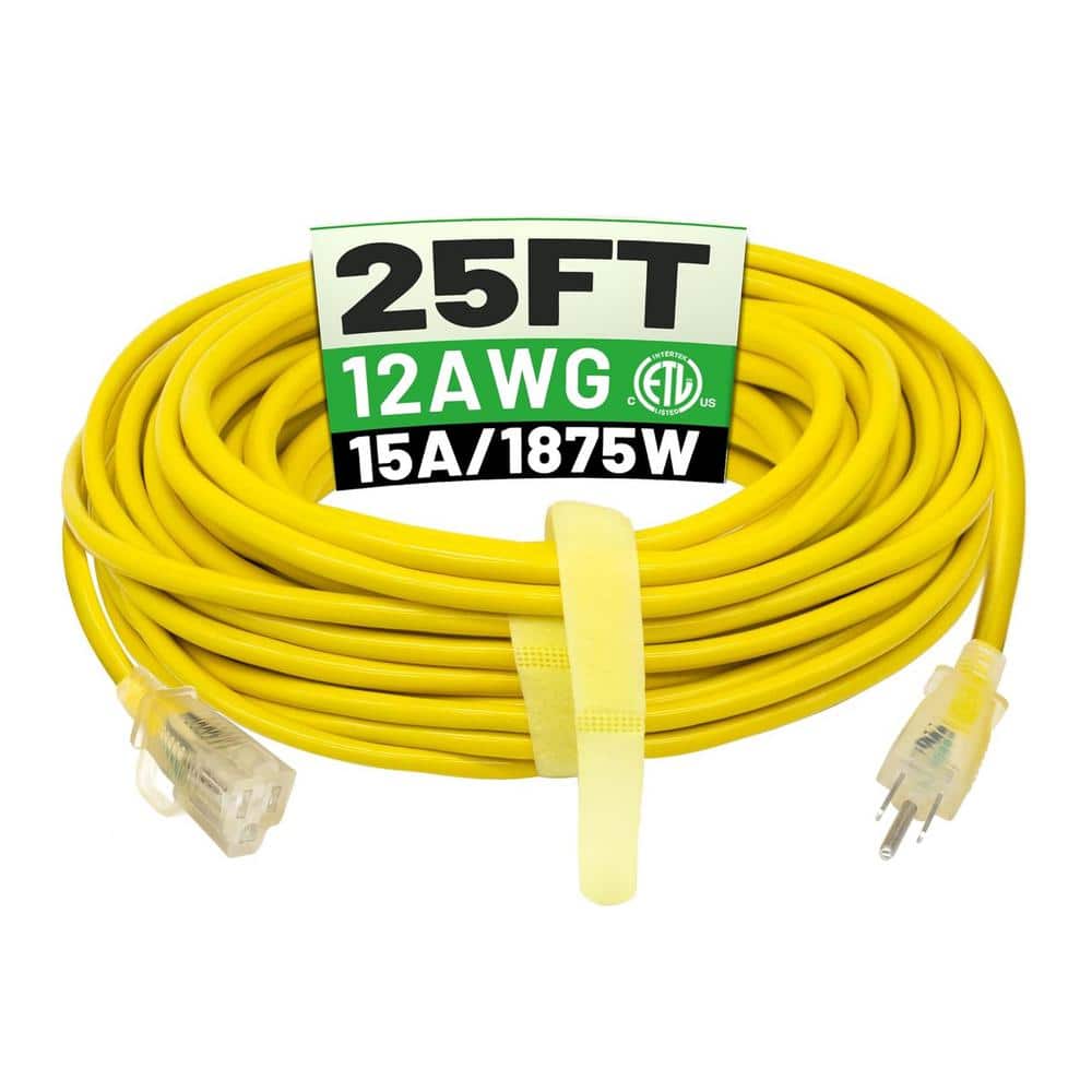 25 ft. 12/3 Outdoor Extension Cord with Lighted Indicator SJTW ETL Listed, Yellow (1-Pack) price history on PriceWatchPro
