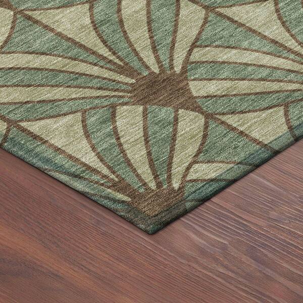 Chantille Machine Washable Indoor/Outdoor Abstract ACN2426 Basil 2 ft. x 7 ft. Runner Rug