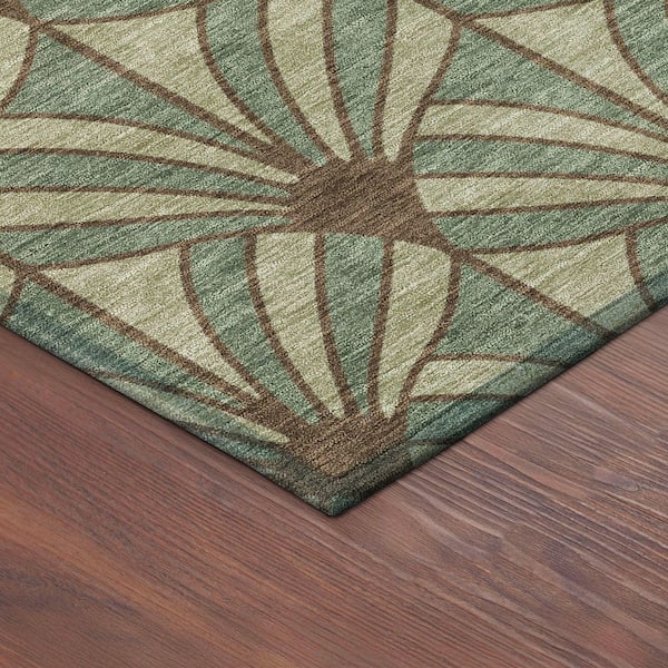 Chantille Machine Washable Indoor/Outdoor Abstract ACN2426 Basil 3 ft. x 5 ft. Area Rug