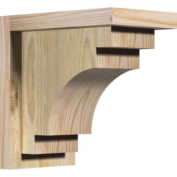 Ekena Millwork 6 in. x 10 in. x 10 in. Douglas Fir Mediterranean Rough Sawn Corbel with Backplate