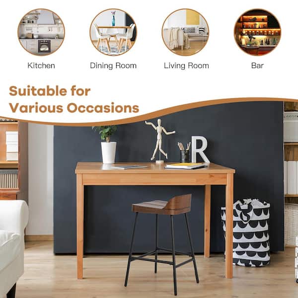 Costway 28 in. Industrial Brown Low Back 24.5 in. Bar Stool