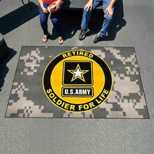 U.S. Army Camo 5 ft. x 8 ft. Indoor Vinyl backing Tufted Solid Nylon Rectangle Ulti-Mat Camo Area Rug