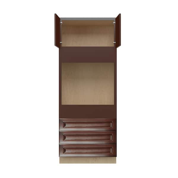 Charlotte Raised 33 in. W x 84 in. H x 24 in. D in Bordeaux Plywood Assembled Single Oven Cabinet
