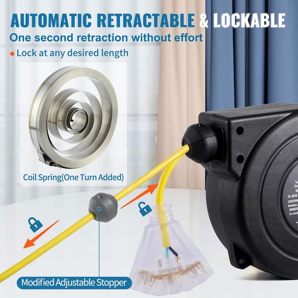 SVOPES Retractable Extension Reel, 30 ft. 16 / 3,10 Amp