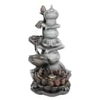 Resin Frog Totem Outdoor Waterfall Fountain with LED Light