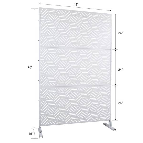 Sudzendf Outdoor and Indoor Freestanding Decorative Privacy Screen Metal Privacy Screen, Fence Panels in White