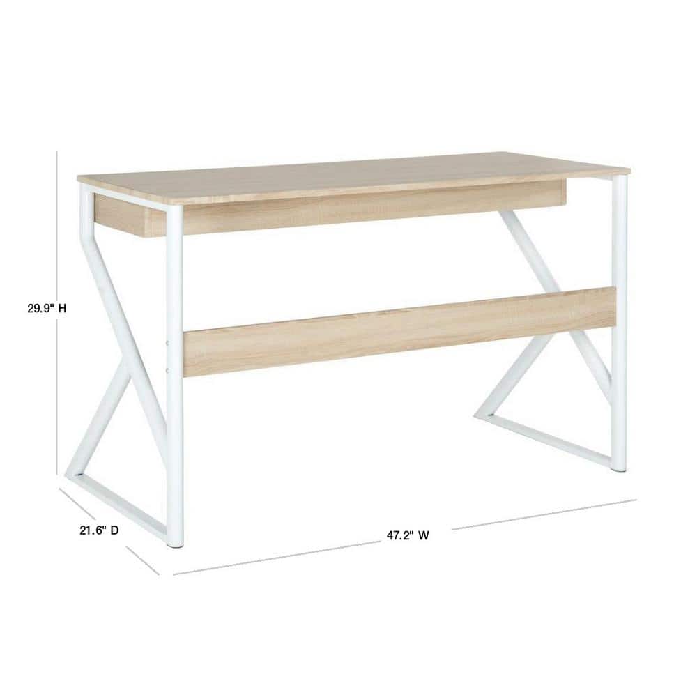 Bryant 47" White and Natural Wood Home Office Desk