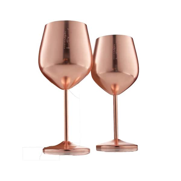 Adrinfly 18 Oz. Full-Bodied Rose Gold Outdoor Use Wine Glass Set of 2