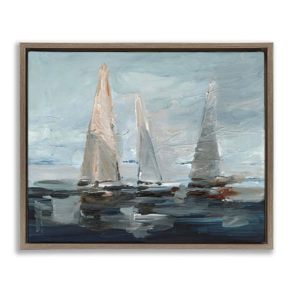 Painterly Sailboat Trio by Ethan Harper Brown Floater Frame Typography Graphic Art Print 17 in. x 21 in. price history on PriceWatchPro