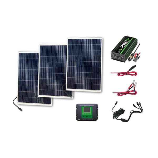 NATURE POWER 300 Watt Complete Solar Power Kit: 3x100 Watt Solar Panels, 750 Watt Power Inverter, 30 Amp Charge Controller