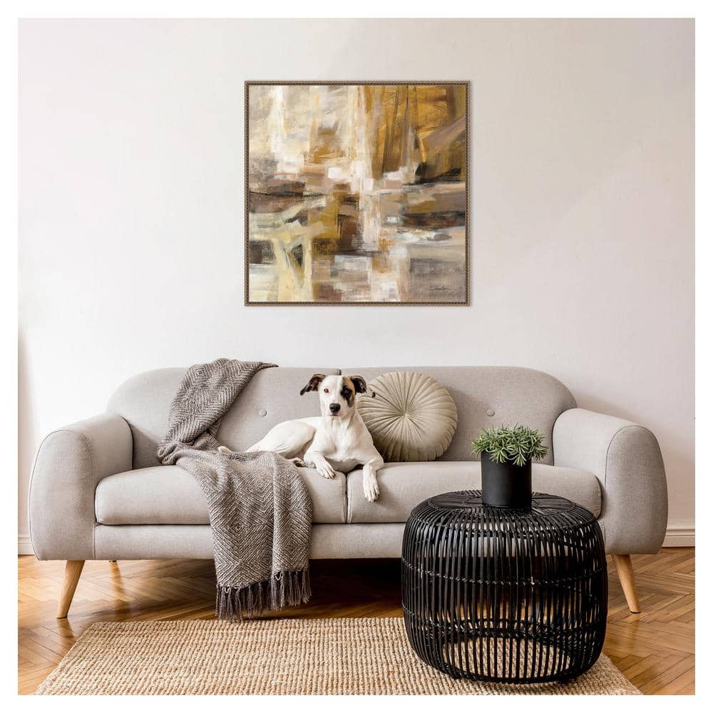 October Sunshine Abstract Canvas Print with Bronze Floater Frame
