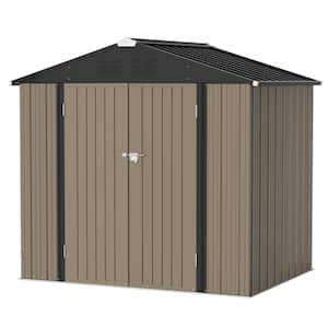 8 ft. W x 6 ft. D Outdoor Storage Brown Metal Shed with Sloping Roof (45 sq. ft.)