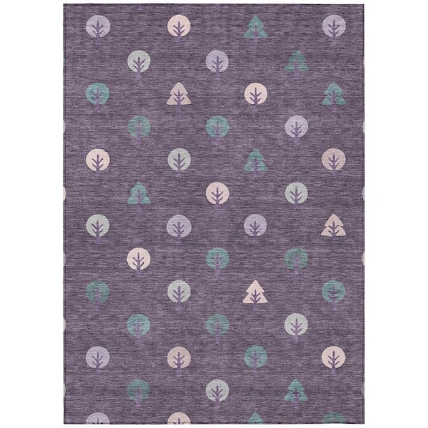 Chantille Machine Washable Indoor/Outdoor Abstract ACN2550 Plum 8 ft. x 10 ft. Area Rug