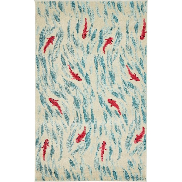 Unique Loom Positano Shoal Beige 3' 3 x 5' 3 Area Rug