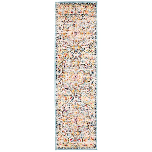 World Rug Gallery Distressed Vintage Bohemian 2 ft. x 7 ft. Blue Runner Rug