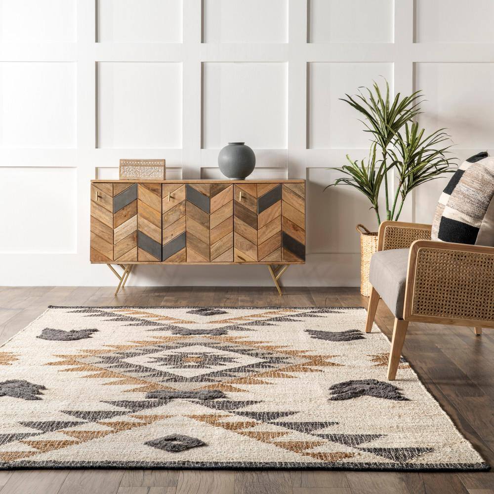 Natural Southwestern Symbols Cotton 4' x 6' Area Rug