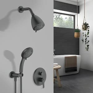 9-Spray Patterns with 4 in. Tub Wall Mount Dual Shower Heads With 1.8 GPM in Black(Valve Included)