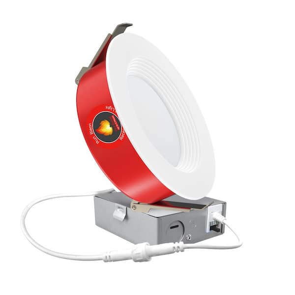6 in. 2-Hour Fire Rated Integrated LED Recessed Light 1100 Lumens Dimmable 2700-5000K Selectable IC Rated, Baffle Trim