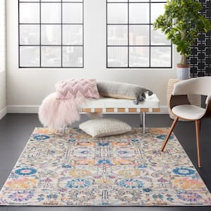 Passion Ivory/Multi 4 ft. x 6 ft. Floral Transitional Area Rug