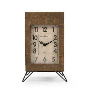 Wooden Rectangular Table Clock on Metal Legs