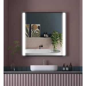 36 in. x 36 in. Sqaure Aluminum Framed Wall Super Bright LED Lighted Anti-Fog Bathroom Vanity Mirror in Black