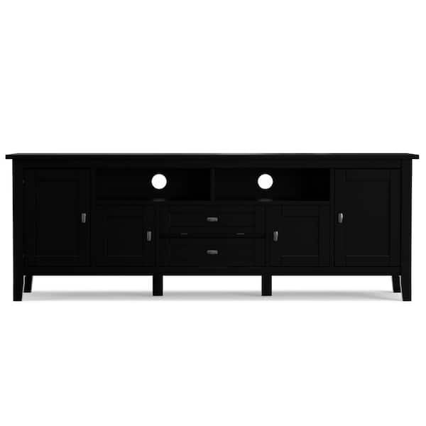 Warm Shaker Solid Wood 72 in. Wide Transitional TV Media Stand in Black for TVs up to 80 in.