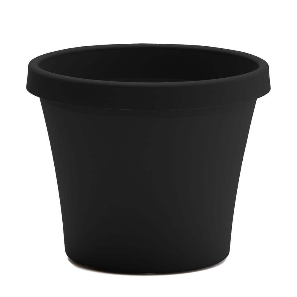 Bloem 12" Black Tapered Resin Planter with Drainage Holes