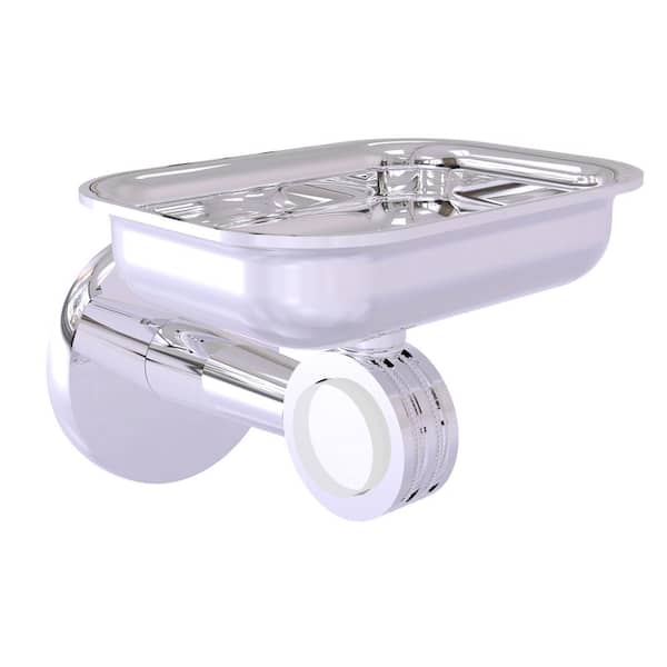 Allied Brass Clearview Collection Wall Mounted Soap Dish Holder with Dotted Accents in Polished Chrome