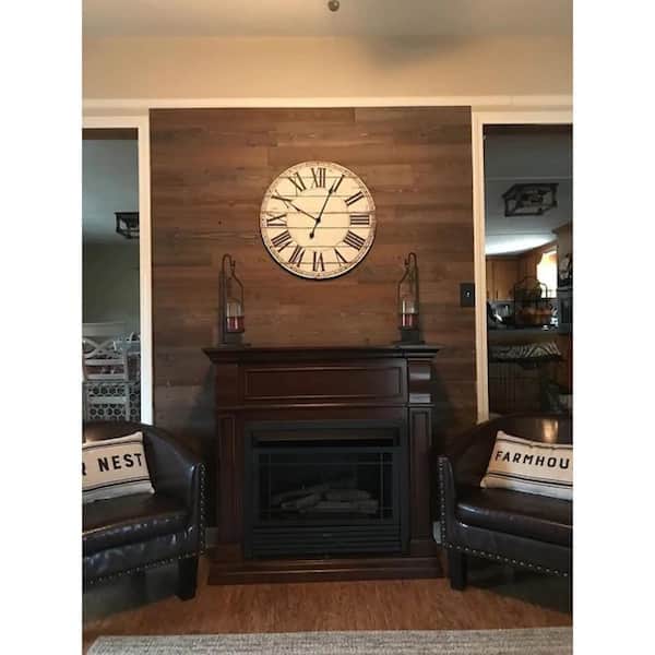 Timberchic - 1/8 in. x 3 in. x 12-42 in. Peel and Stick Brown Wooden Decorative Wall Paneling (10 sq. ft./Box)