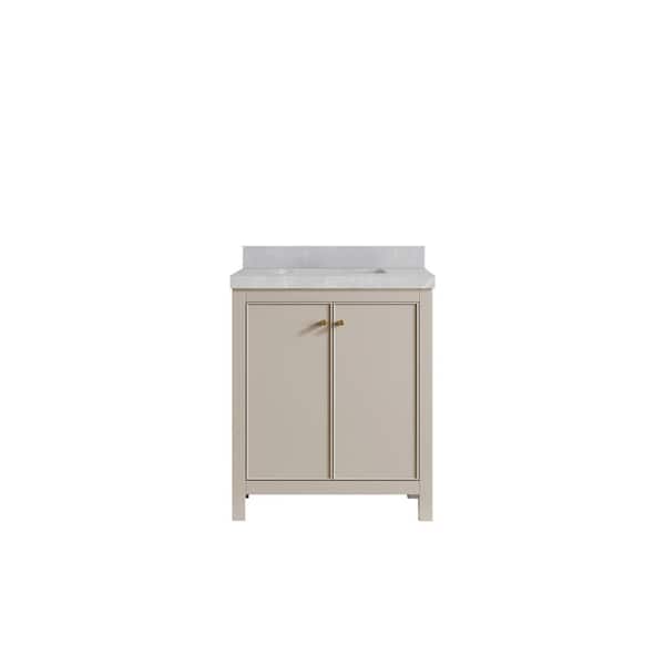 Willow Collections Chicago 30 in. Single Sink Freestanding Fine Grain Bath Vanity with Pearl Gray Qt. Top Unassembled