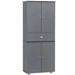 71 in. 1-Center Drawer Grey Freestanding Kitchen Pantry Cabinet with 2-Large Double Door Cabinet